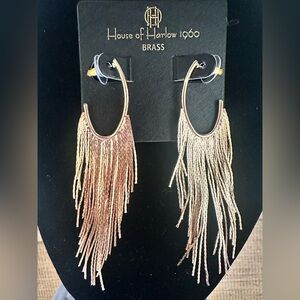 House of Harlow 1960 Brass Fringe Earrings
